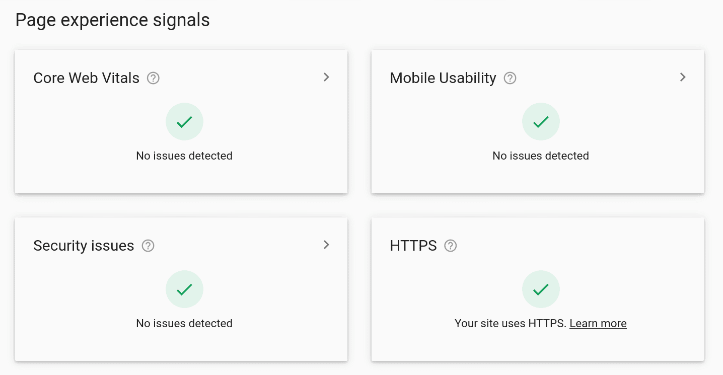 Page experience scores in Google Search Console 